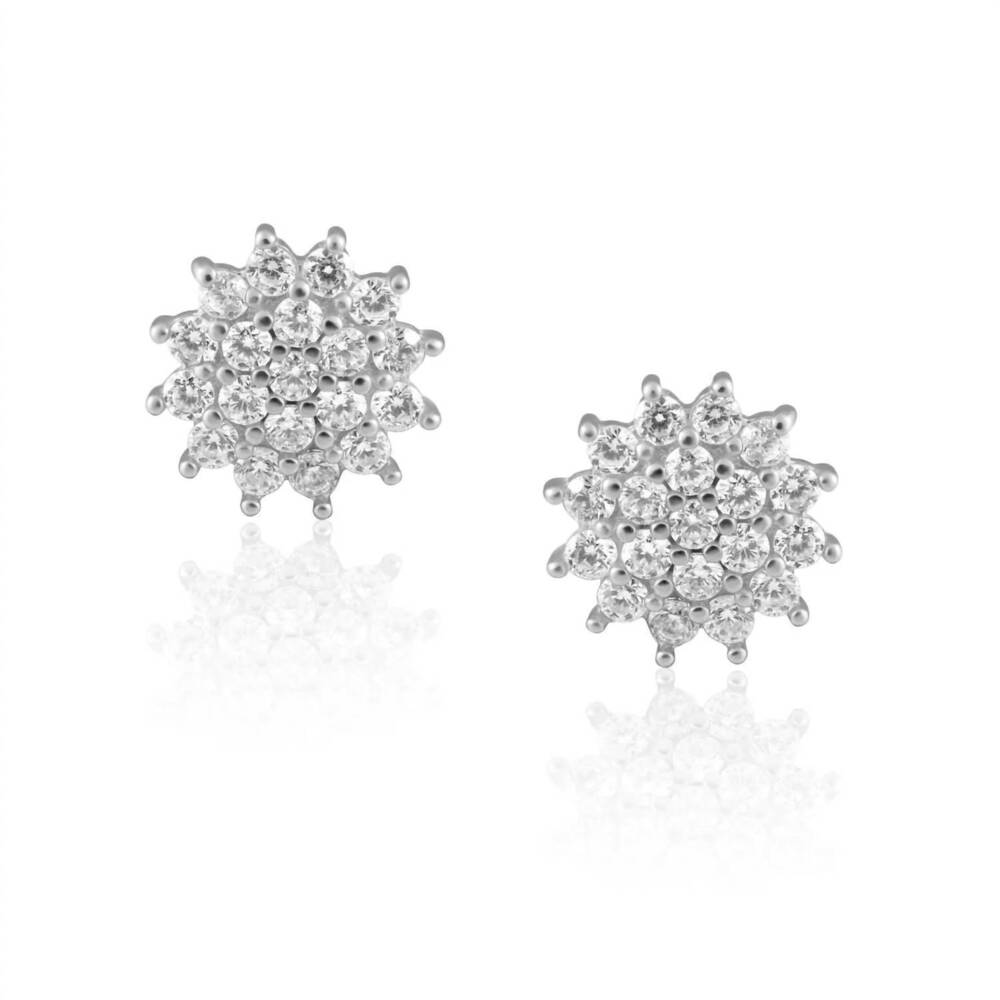 NEW SAHIRA flora studs in white gold